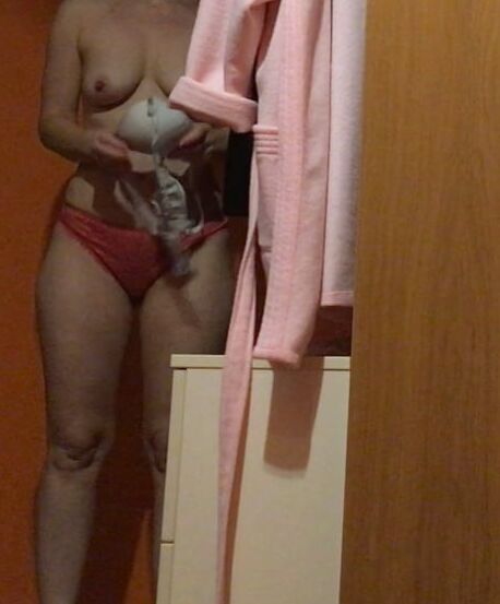 Wife in red panties today