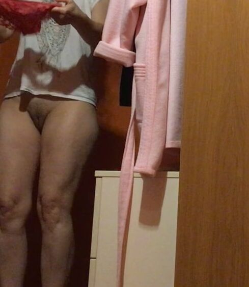 Wife in red panties today