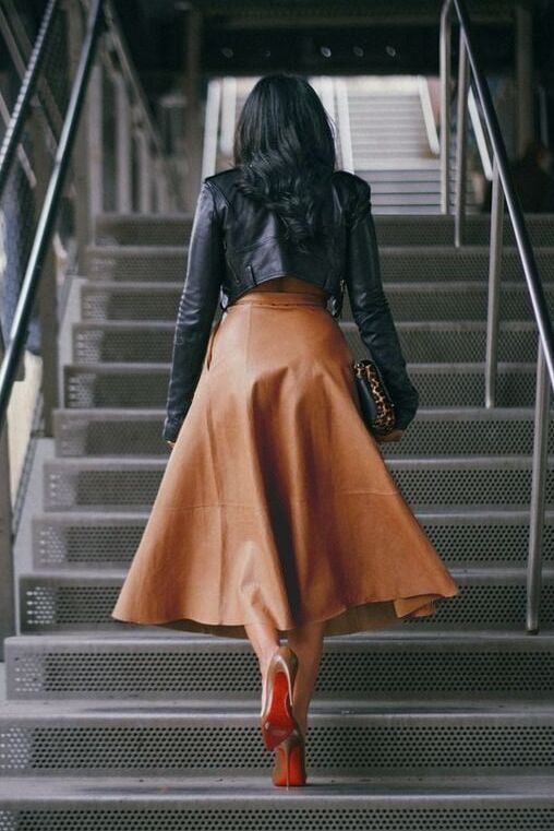 Brown Leather Skirt - by Redbull