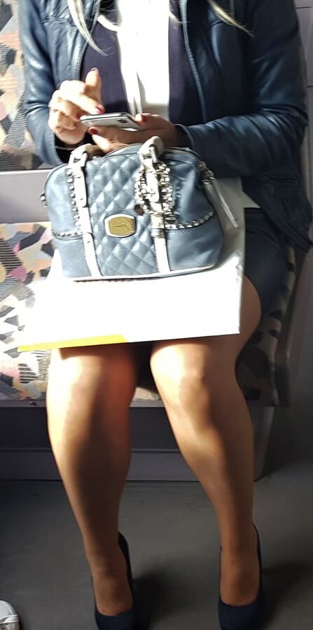 Street Pantyhose - Old Bitch in Tan Pantyhose on Train