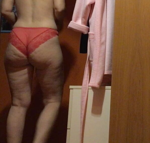 Wife in red panties today