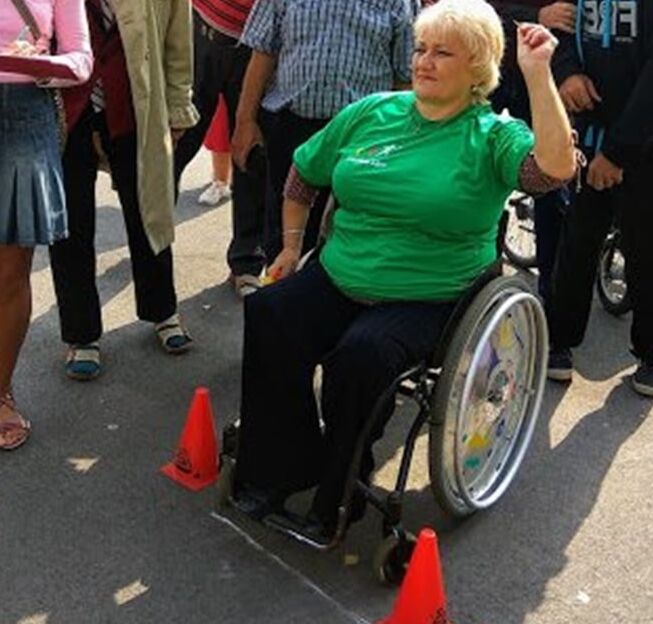 russian polio lady in her wheel chair