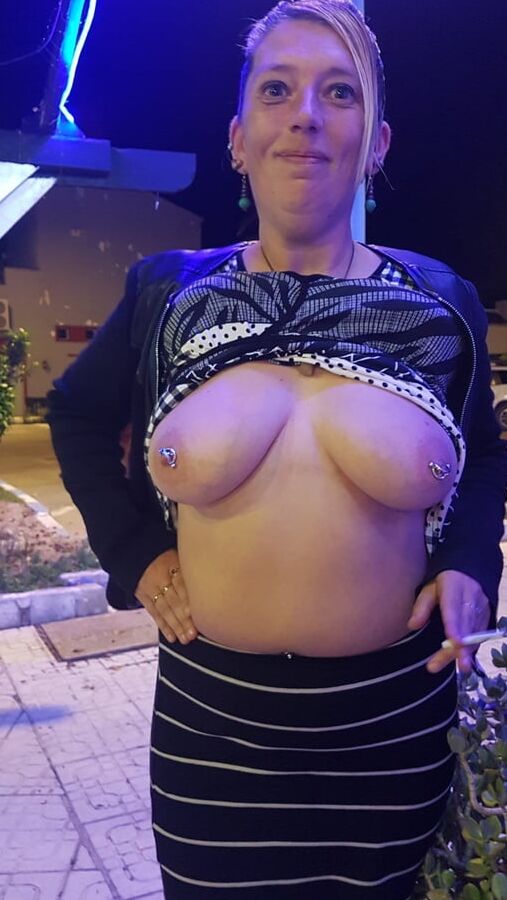 Busty blonde flasher K