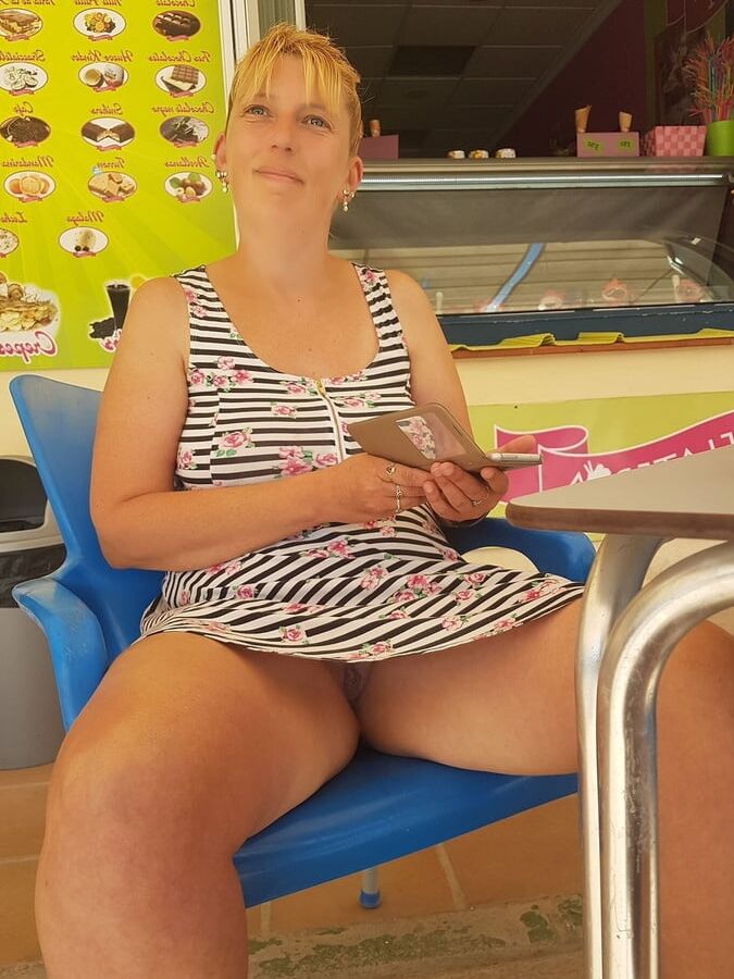 Busty blonde flasher K