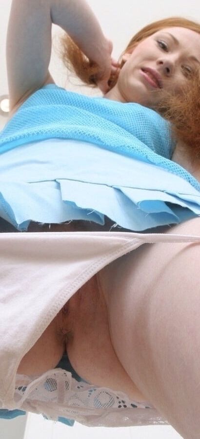 Looking up at their open sex