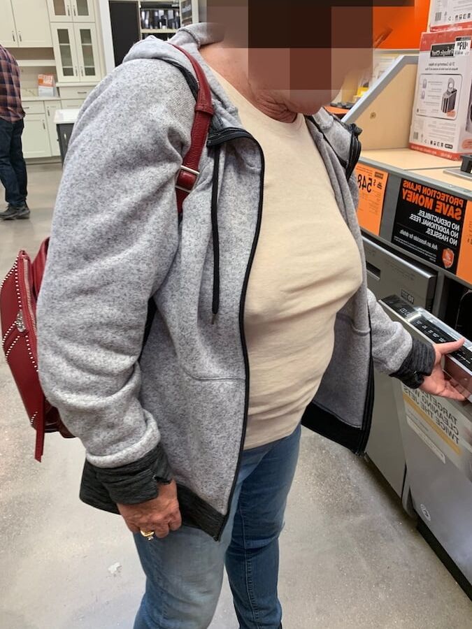 Granny Braless Shopping