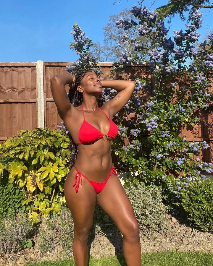 Alexandra Burke Tiny Bikinis In The Garden