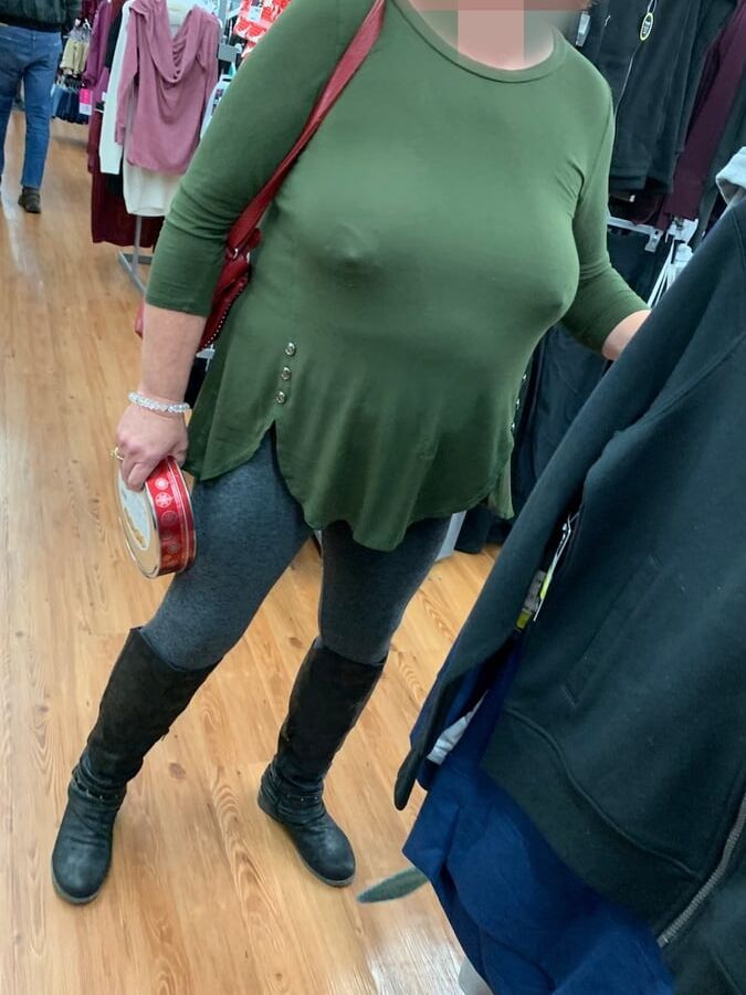 Granny Braless Shopping