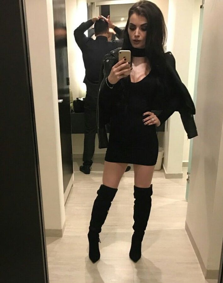 Female Celebrity Boots &amp; Leather - Saraya Bevis (aka Paige)