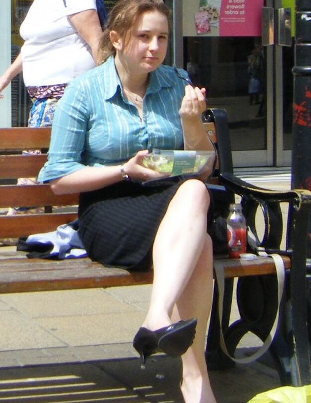 Street Pantyhose - BritSlut Wank Meat in Tights