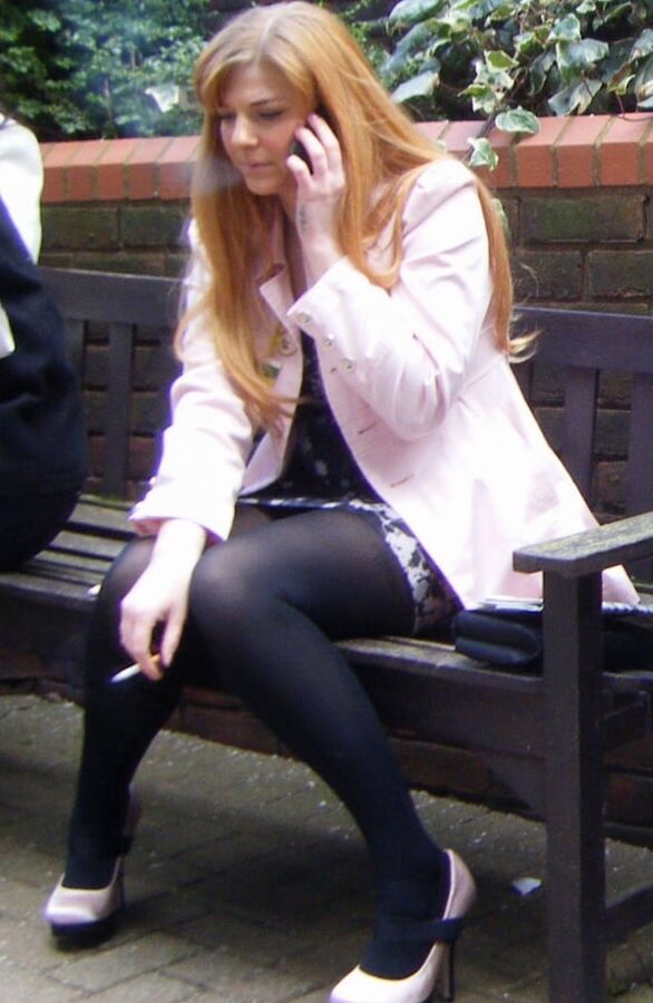 Street Pantyhose - BritSlut Wank Meat in Tights