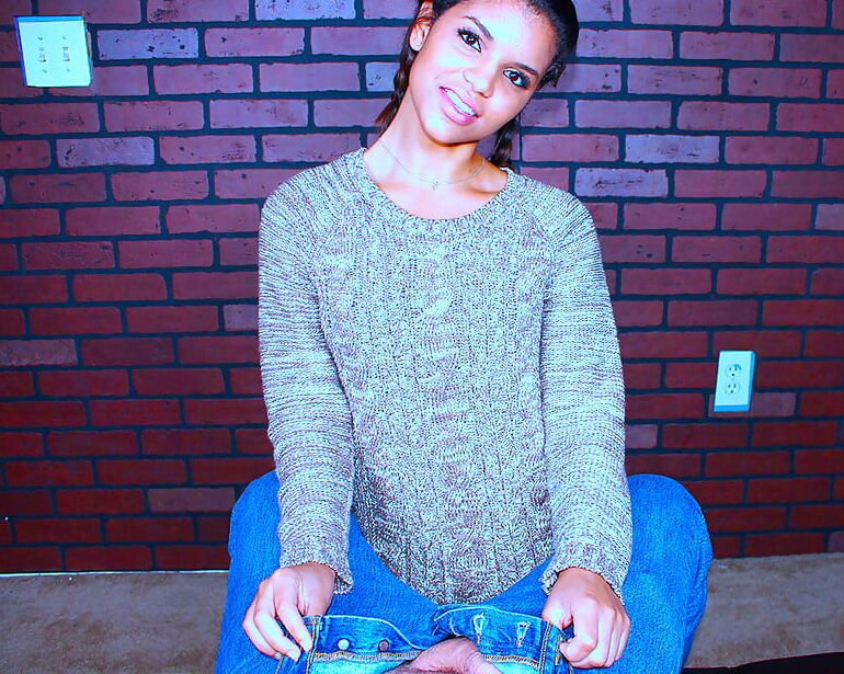 On her knees, .