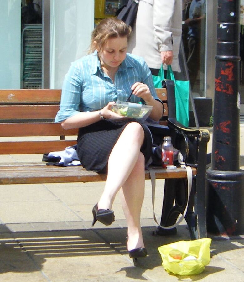 Street Pantyhose - BritSlut Wank Meat in Tights
