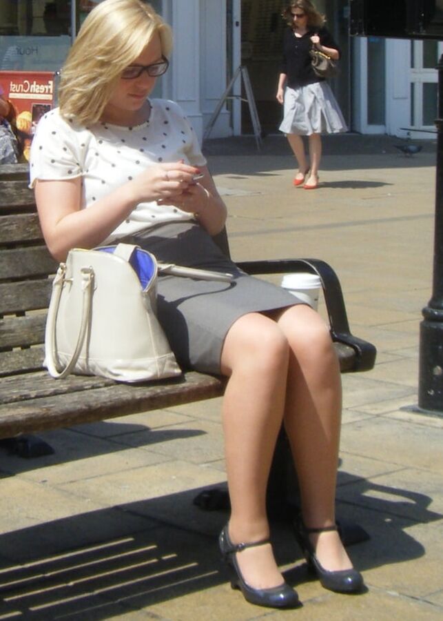 Street Pantyhose - BritSlut Wank Meat in Tights
