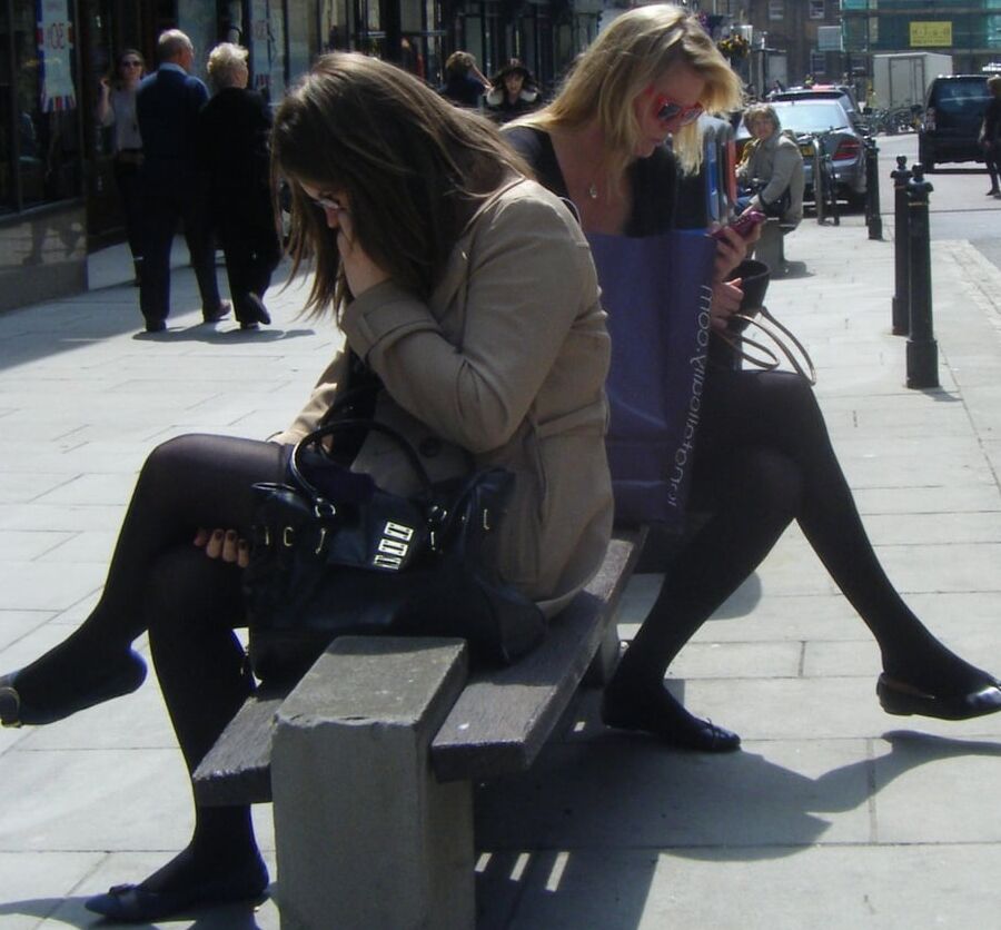 Street Pantyhose - BritSlut Wank Meat in Tights