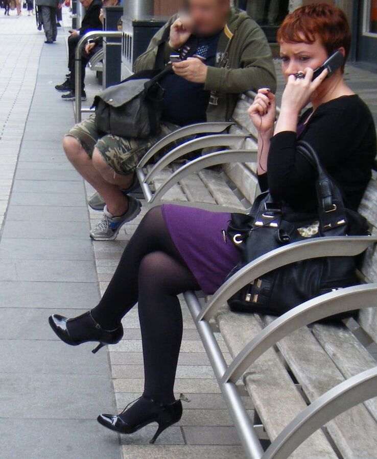Street Pantyhose - BritSlut Wank Meat in Tights