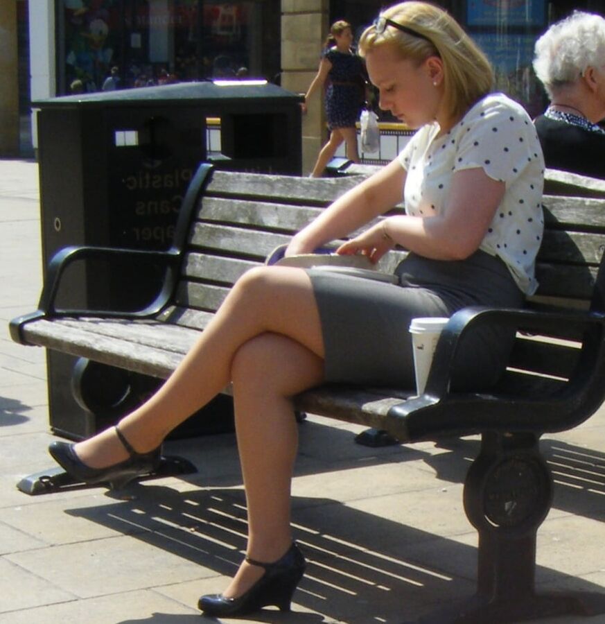 Street Pantyhose - BritSlut Wank Meat in Tights