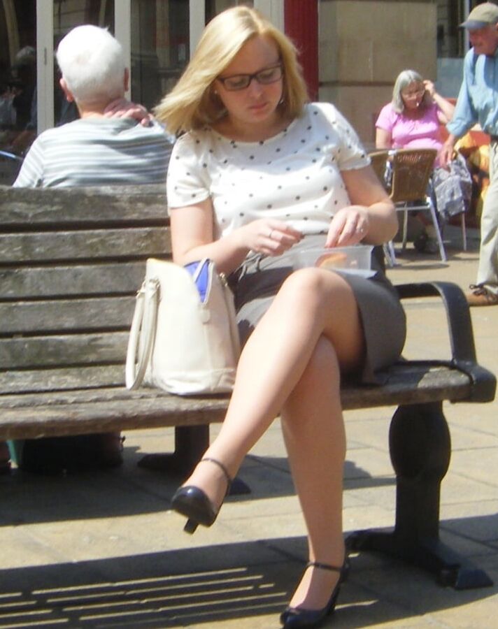 Street Pantyhose - BritSlut Wank Meat in Tights
