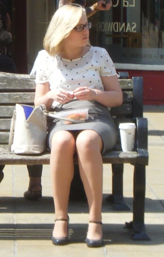 Street Pantyhose - BritSlut Wank Meat in Tights