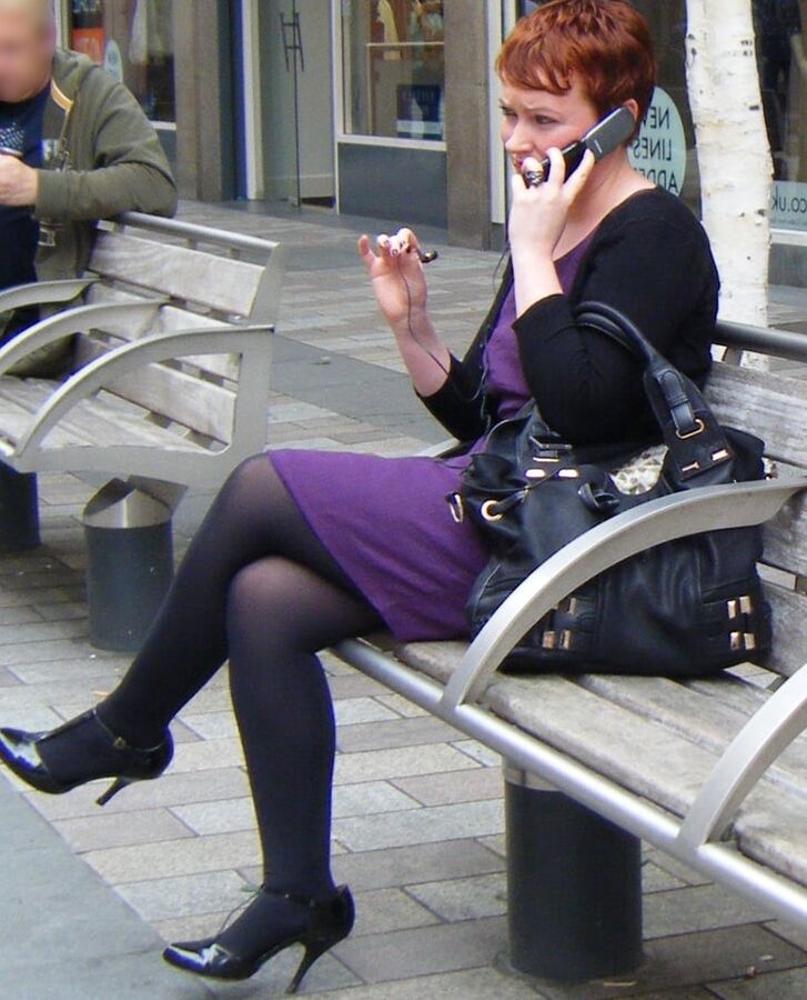 Street Pantyhose - BritSlut Wank Meat in Tights