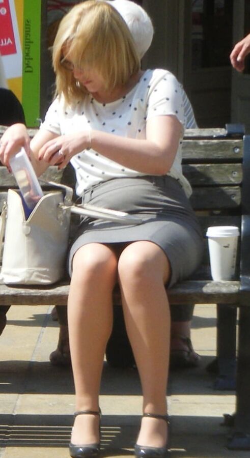 Street Pantyhose - BritSlut Wank Meat in Tights