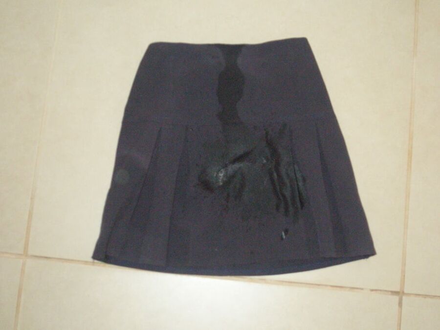 blue skirt piss