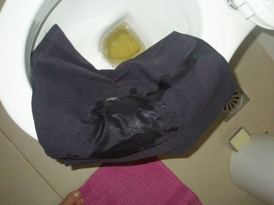 blue skirt piss