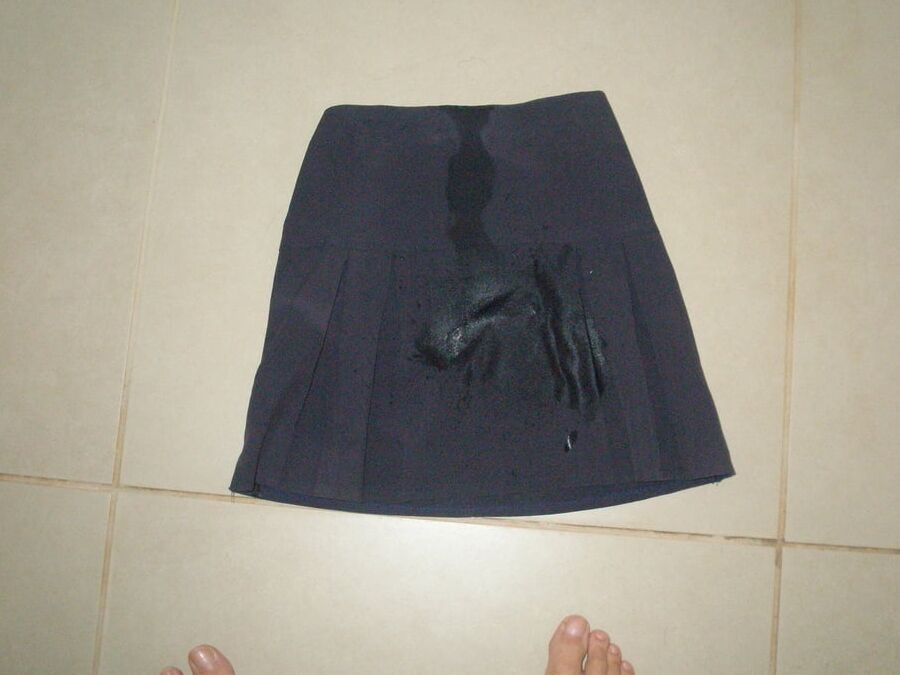 blue skirt piss