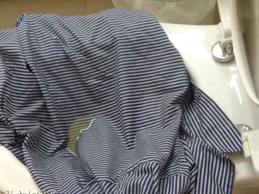 blue striped blouse pissing