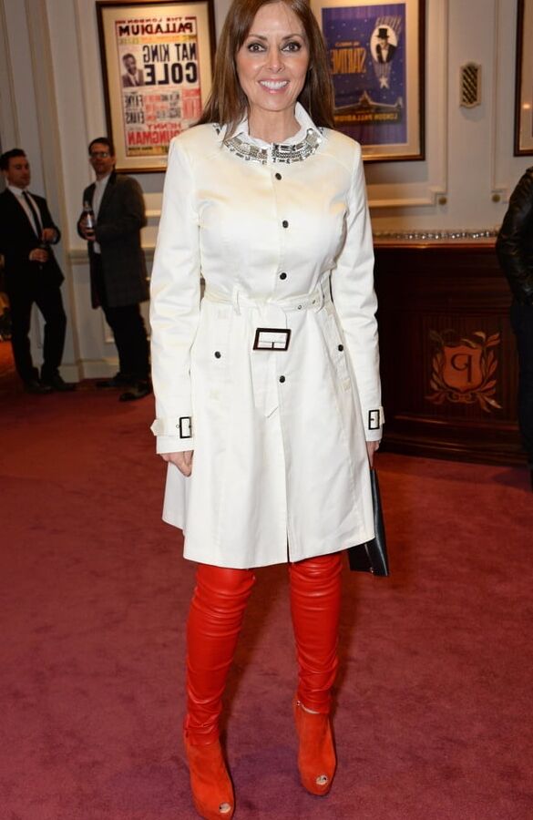 Carol Vorderman Red Leather Leggings