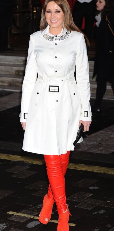 Carol Vorderman Red Leather Leggings