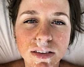 The cum of chum on her visage
