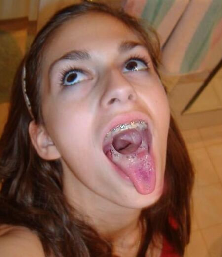The cum of chum on her visage