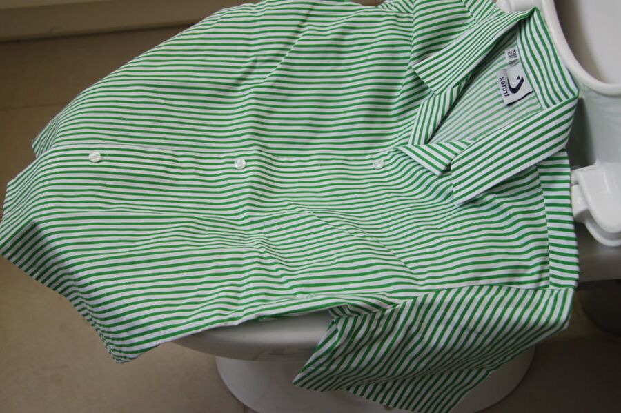 green striped blouse piss