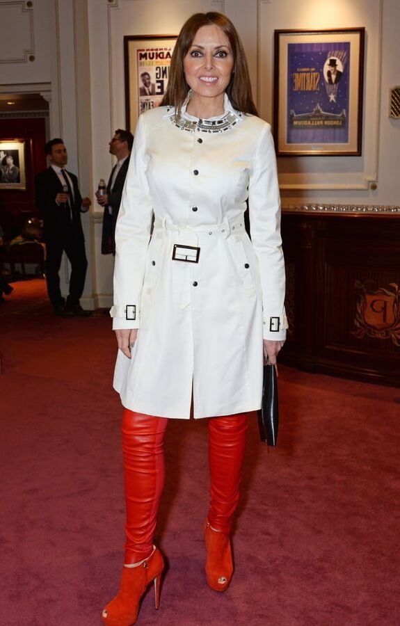 Carol Vorderman Red Leather Leggings