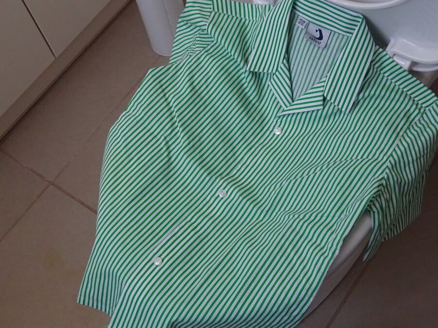 green striped blouse piss