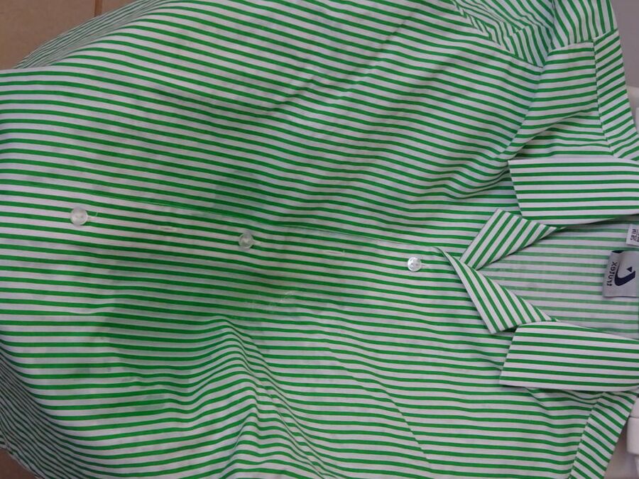 green striped blouse piss