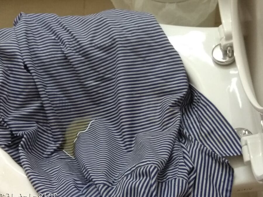 blue striped blouse pissing