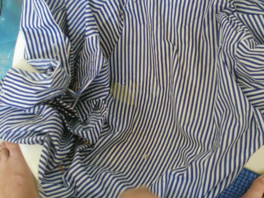 blue striped blouse pissing