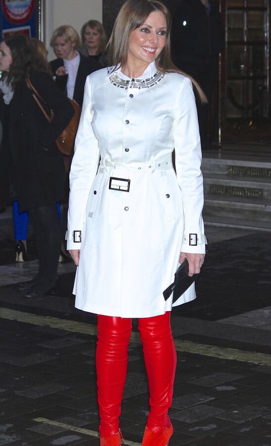 Carol Vorderman Red Leather Leggings