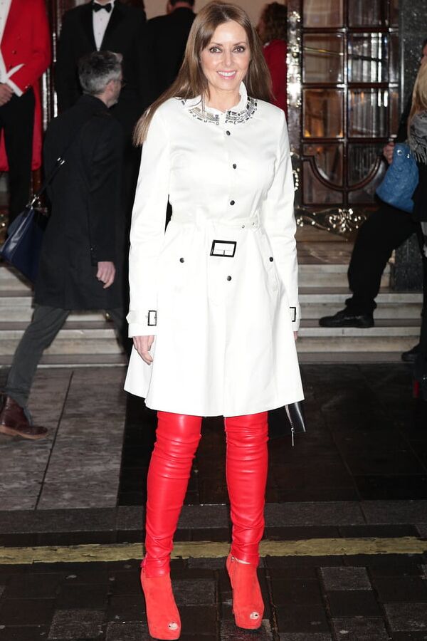Carol Vorderman Red Leather Leggings
