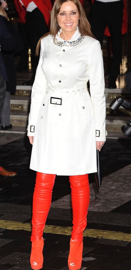 Carol Vorderman Red Leather Leggings