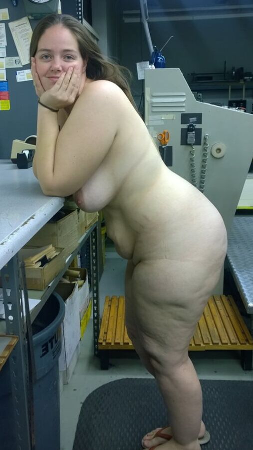 BBW MILF naked at work