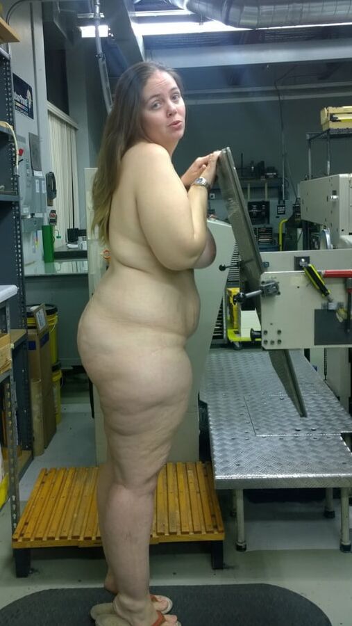 BBW MILF naked at work