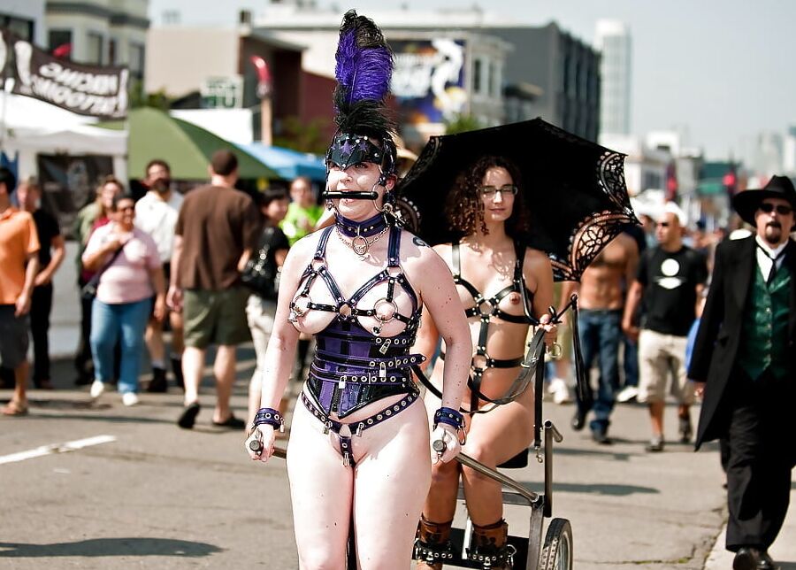 Cute Prego Pony-Girl in Harness at Folsom Street Fair