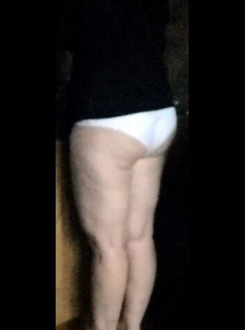 My mom walking around in panties
