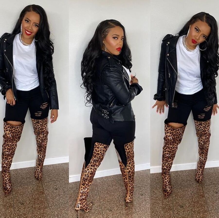 Female Celebrity Boots &amp; Leather - Angela Simmons