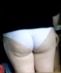 My mom walking around in panties