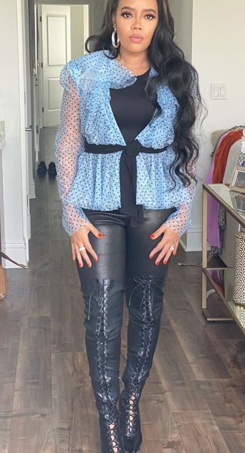 Female Celebrity Boots &amp; Leather - Angela Simmons