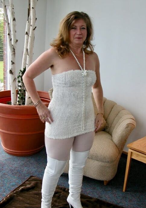 White Open Crotch Tights And Boots